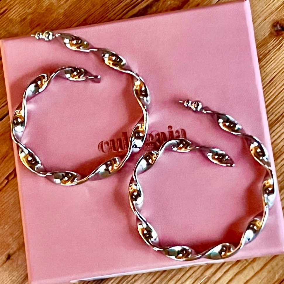Hp Nwt Cult Gaia Ezara Silver Spiral Hoop Earrings 178$